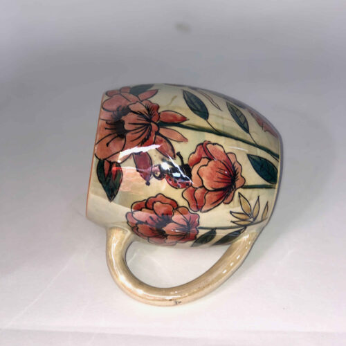 Pottery Mug – Handcrafted Ideal for Tea & Coffee with Flower Design