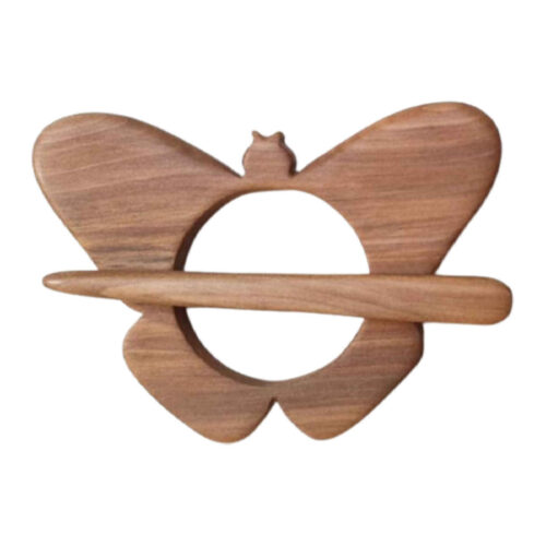 Rustic Wooden Hair Stick for Long & Short Hair with Butterfly Design