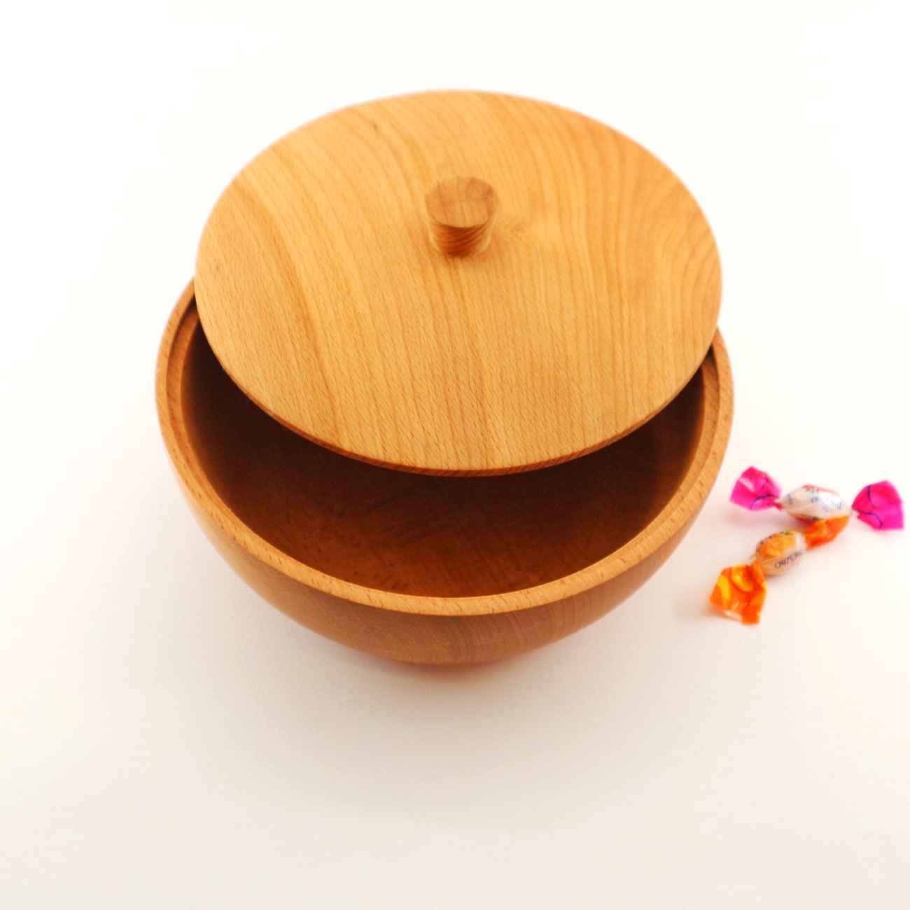 Rustic Wooden Sugar Bowl with Lid for Everyday Elegance