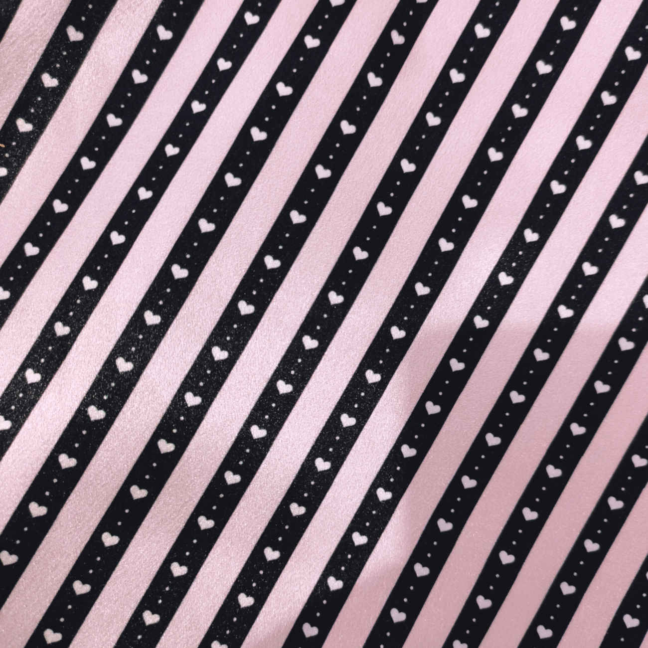 Silk Satin Pillowcase – Stripes and with Heart Design (Pack of 2)