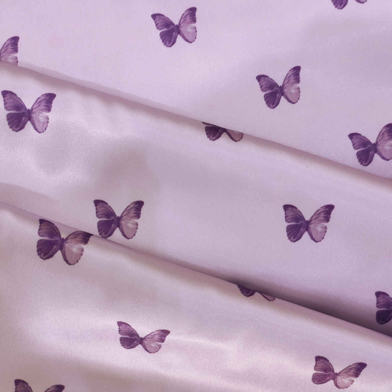 Silk Satin Pillowcase with Butterfly Design and Hair Tie (Pack of 2)