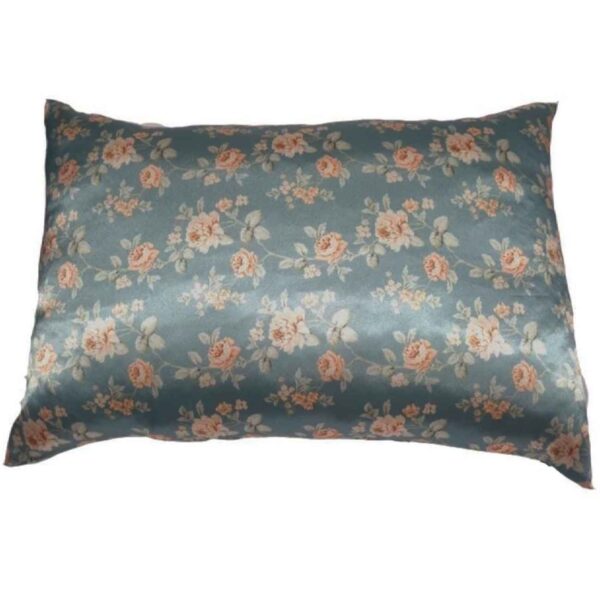Silk Satin Pillowcase with Vintage Floral Pattern – Peach Roses