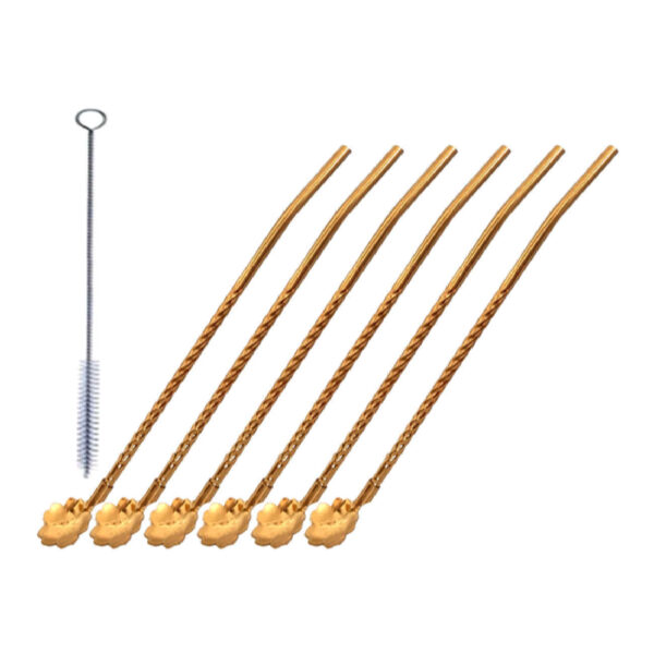 Steel Bar Spoon - Suitable for Mixing Drink with Flower Design Pack of 6