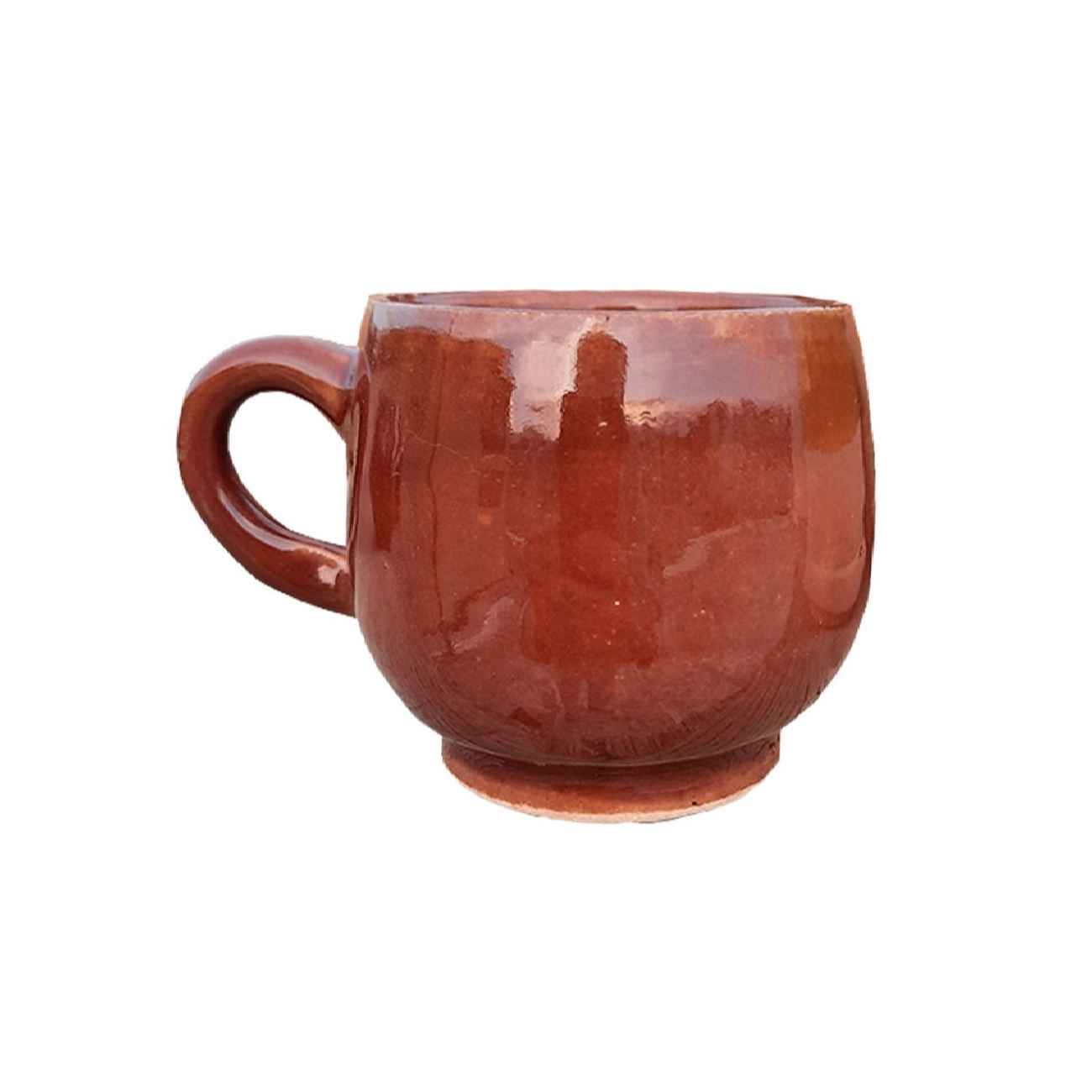 Traditional Persian Pottery Teacup with Handle Suitable for Tea & Coffee in Brown
