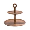 Two-Tier Wooden Serving Stand with Handle