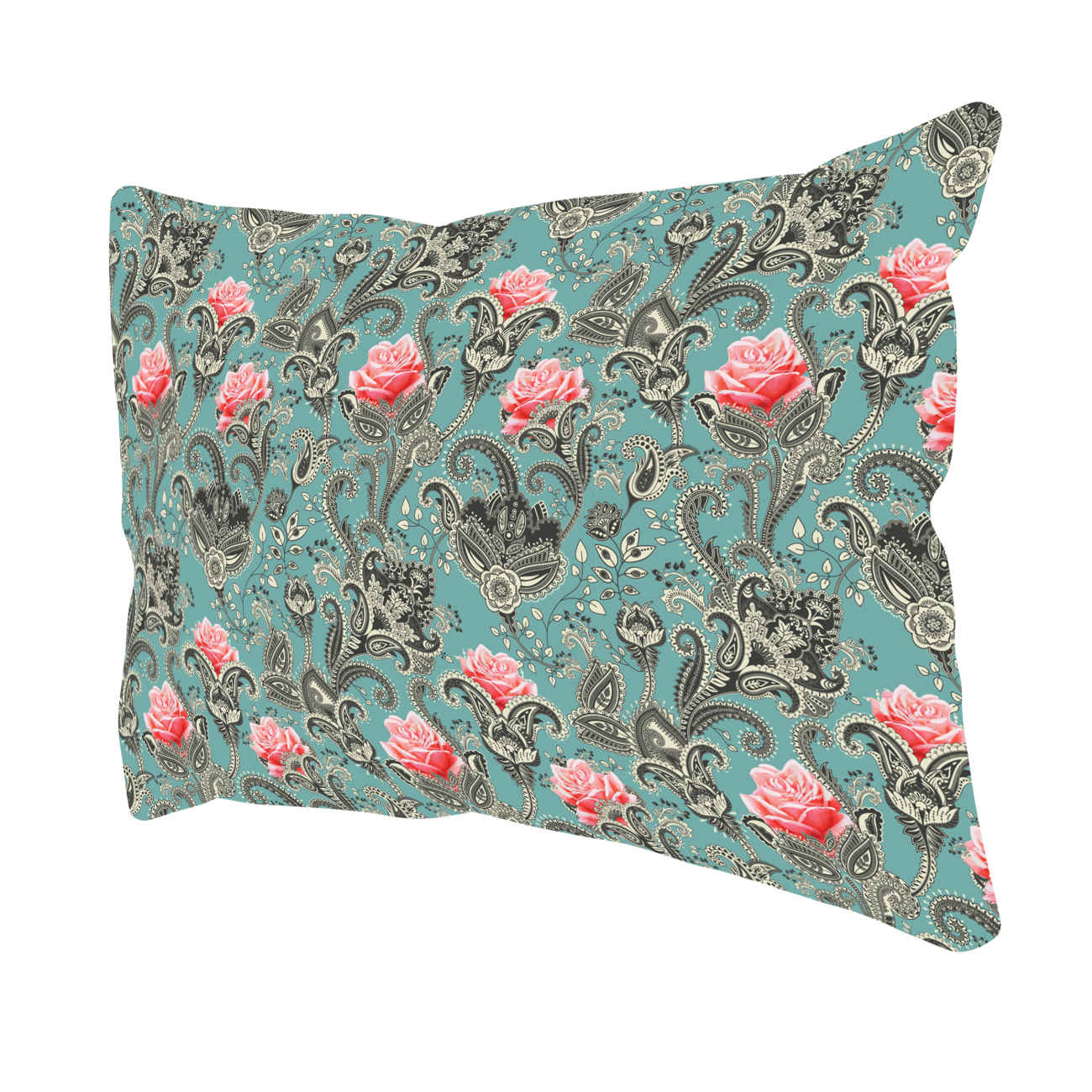 Vintage Floral Pillowcase with Pink Roses – Double-Sided (Pack of 2)