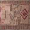 Vintage Persian Hand-Knotted Patchwork Carpet Geometric Brown