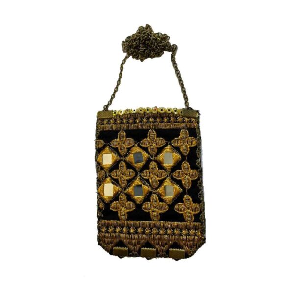Vintage-Style Embroidered Necklace with Geometric Pattern Detailing