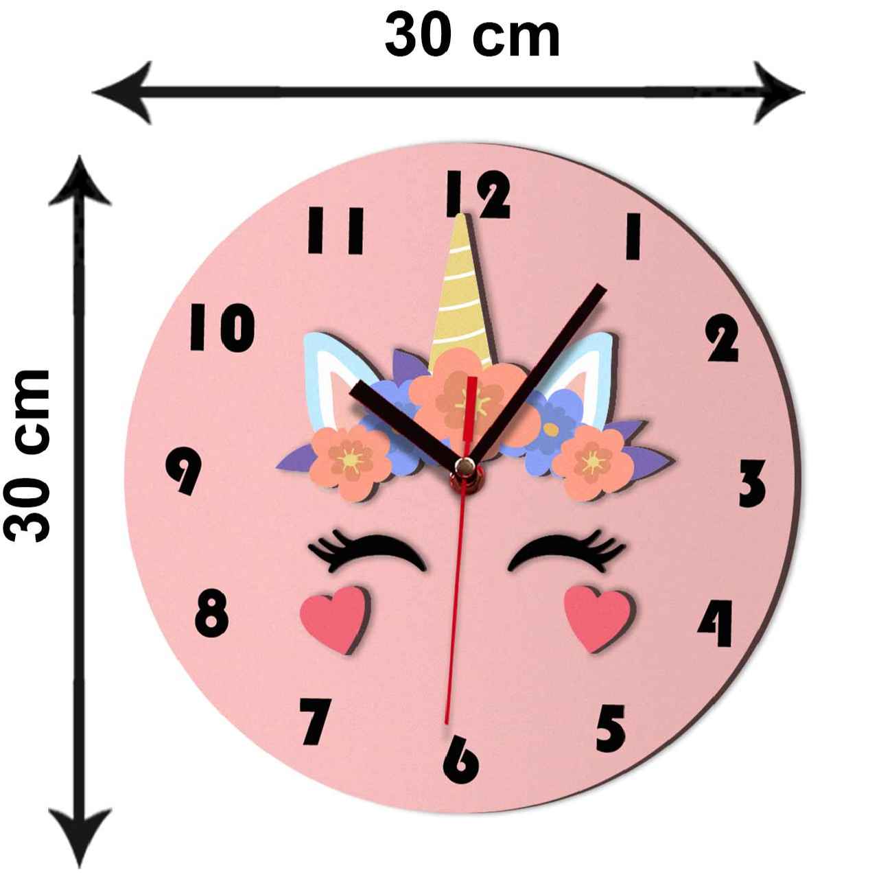 Wooden Nursery Wall Clock Elegant Perfect for Children with Unicorn Horse Design