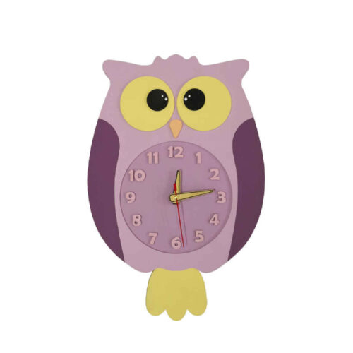 Wooden Nursery Wall Clock – Ideal for Children’s Room with Owl Design