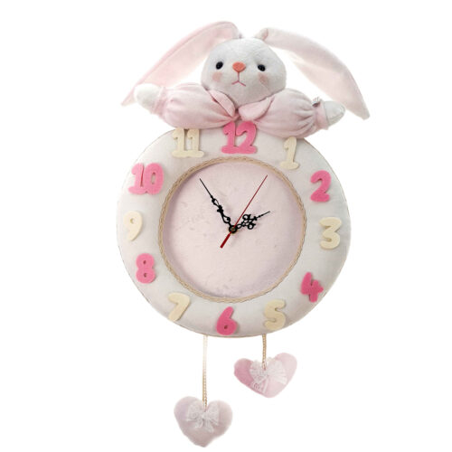 Wooden Nursery Wall Clock – Perfect for Cozy & Minimalist Children’s Room with Rabbit Design