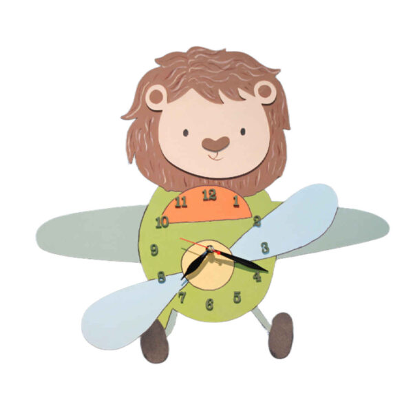 Wooden Nursery Wall Clock - Perfect for Gift & Children’s Room with Lion Design