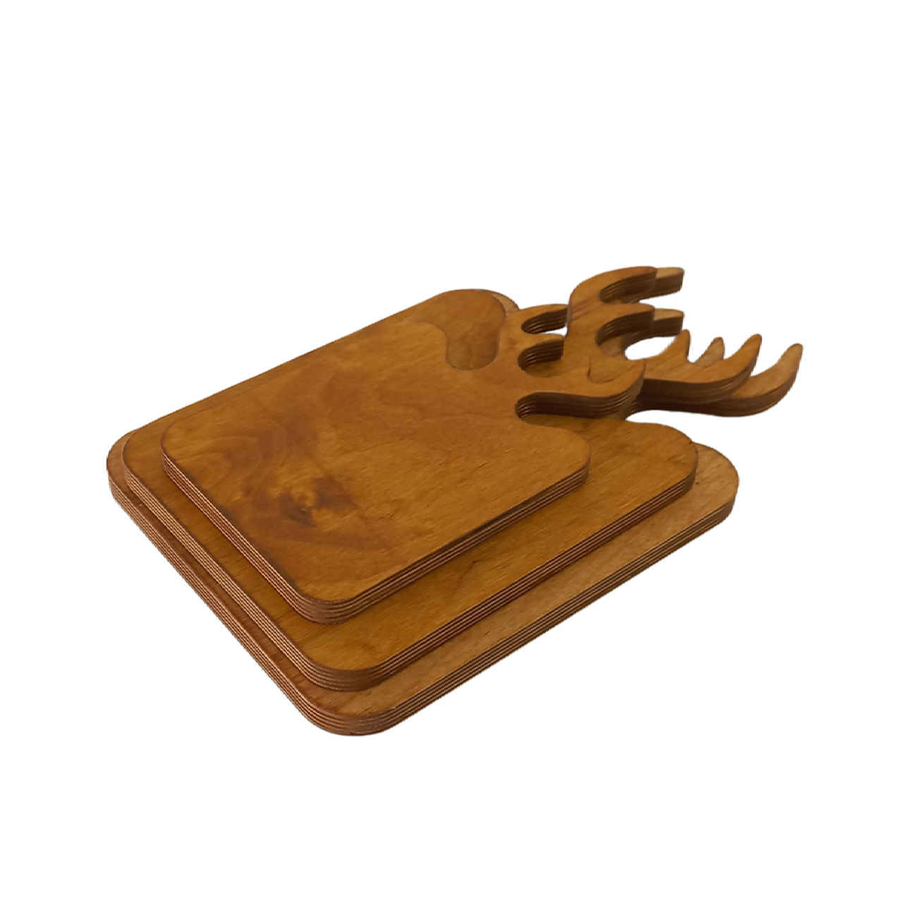 Wooden Serving & Cutting Board Set with Deer Antlers Design – Set of 3