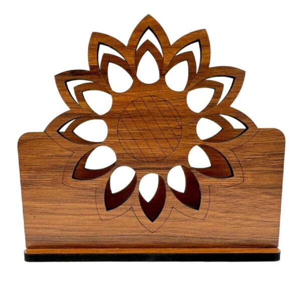Wooden Tissue Paper Holder – Ideal for Home and Office Decor with Flower Design