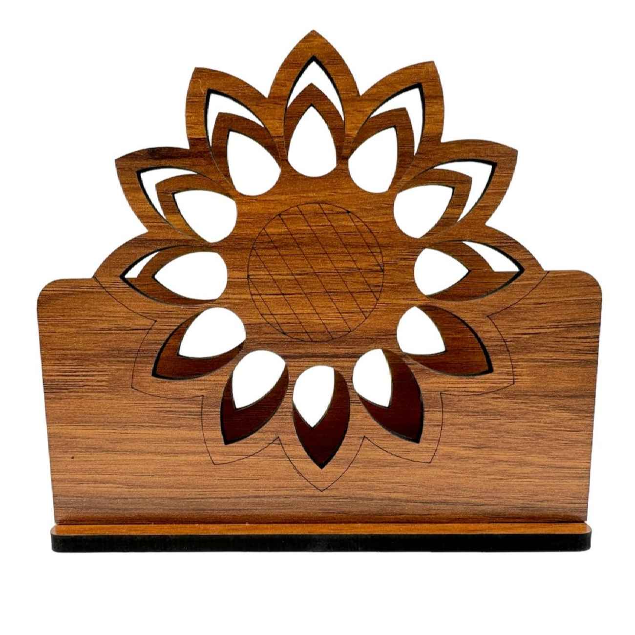 Wooden Tissue Paper Holder – Ideal for Home and Office Decor with Flower Design
