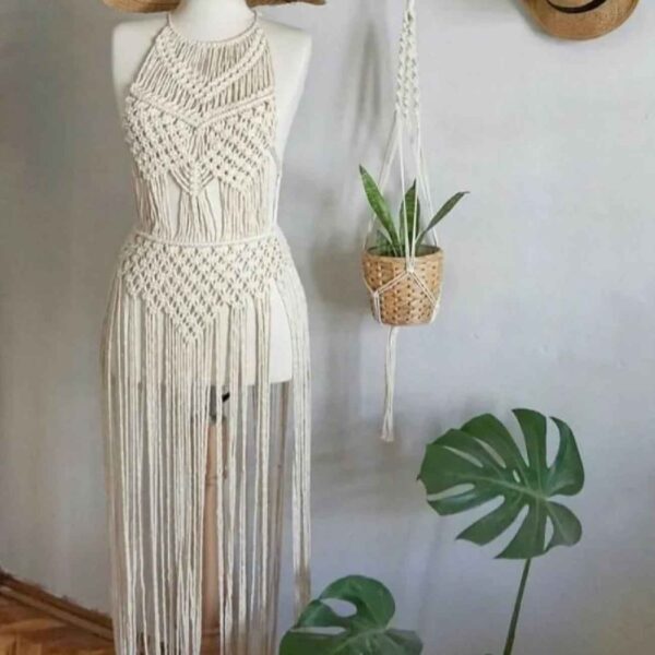 Handcrafted Bohemian Macrame Dress – Ideal  for Casual Wear & Vacation