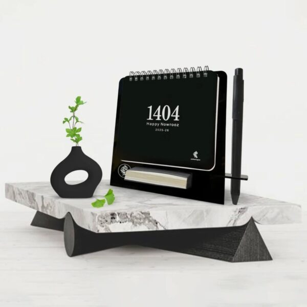1404 Persian Desk Calendar with Pen & Notes Modern Design