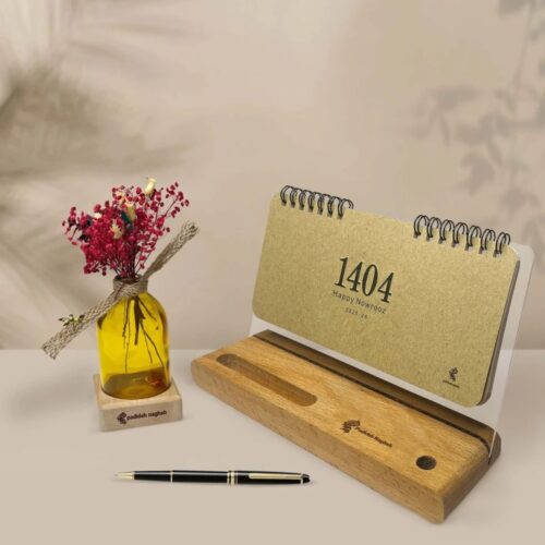 1404 Persian Desk Calendar with Pen Place & Phone Holder