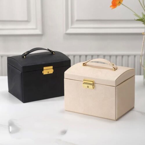 Jewelry Box with Multi-Tier Storage with Lock and Mirror for Organized Accessories
