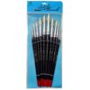 12-Piece Artificial High Quality Soft Round Bristle Paint Brush Set with Long Wooden Handle