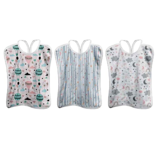 Baby Bib - Suitable for Eating, Two-Layered with Waterproof Lining Set of 3