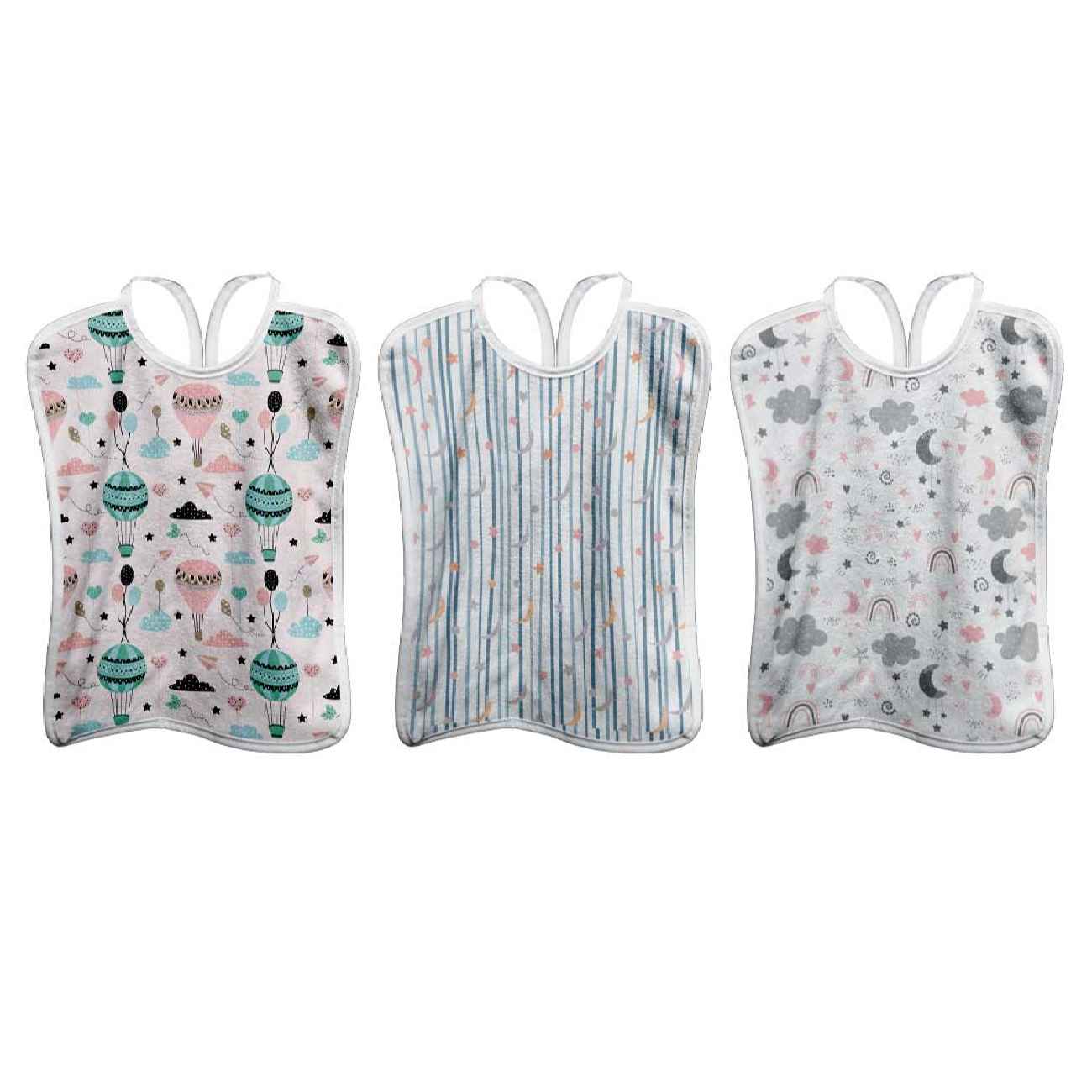 Baby Bib - Suitable for Eating, Two-Layered with Waterproof Lining Set of 3