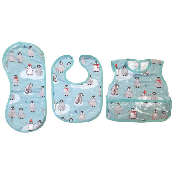 Baby Bib - Suitable for Eating with Penguin Design Set of 3