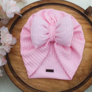 Baby Turban – Cute and Stylish Pink Bow Tie Style , Warm and Comfortable