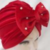 Baby Turban - Cute and Stylish Red Bow Tie Pearl Model , Warm and Comfortable