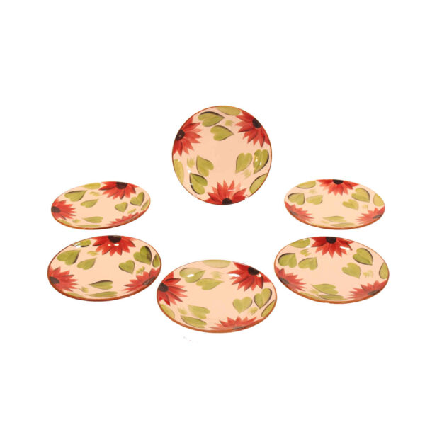 Ceramic Dinnerware Plate - Microwave, Dishwasher Safe with Floral Design (Set of 6)