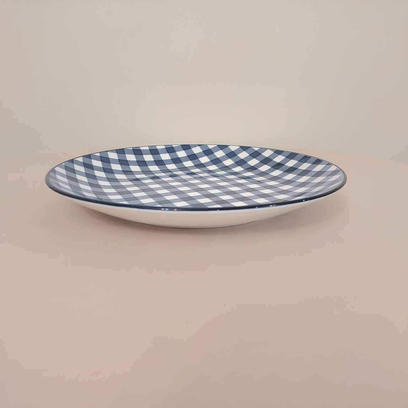 Ceramic Dinnerware Plate – Microwave and Dishwasher Safe | Checkered