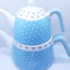 Ceramic Double Teapot Set - Perfect for Gift Durable with Polka Dot & Floral Design