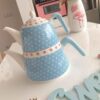 Ceramic Double Teapot Set - Perfect for Gift Durable with Polka Dot & Floral Design