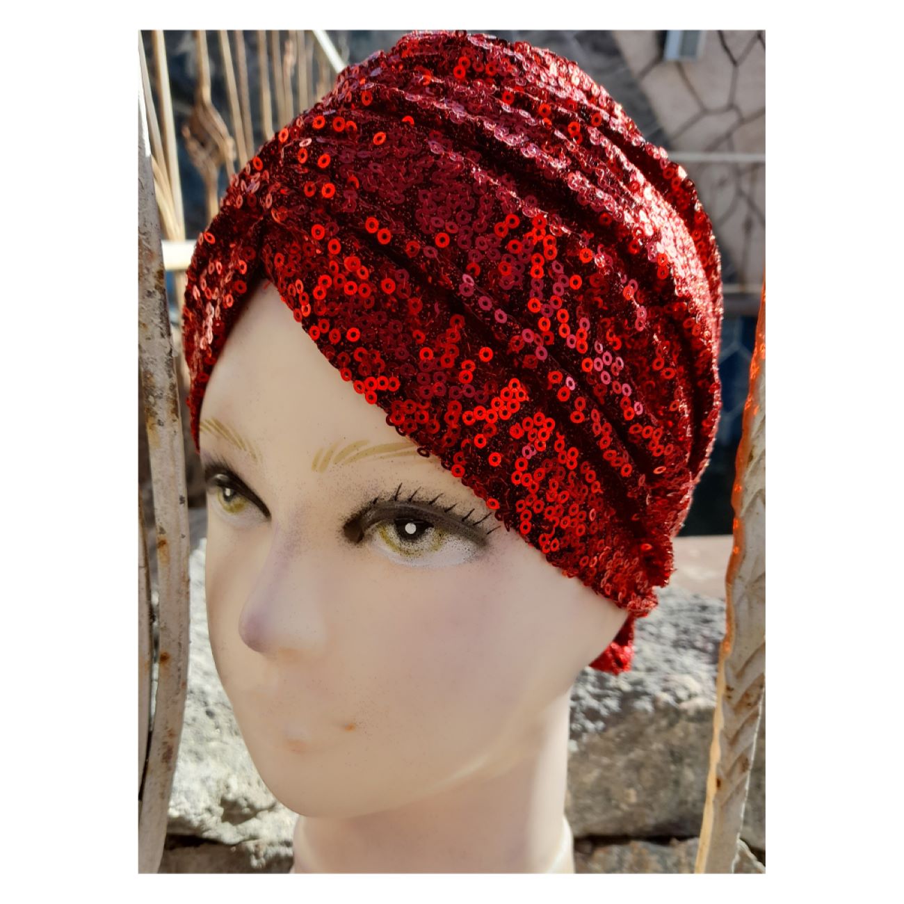 Woman’s Turban in Chic and Stylish Stretch Sequin Fabric, Perfect for Ceremonies and Parties
