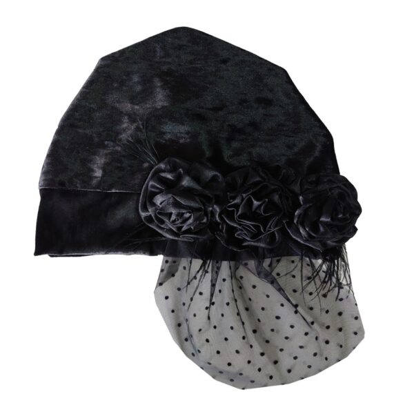 Women's Turban in Velvet Fabric - Elegance Perfectly Design with Lace & Flower