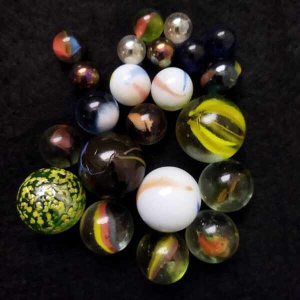 Classic Glass Marbles - Nostalgic Iranian Toy 40 Pcs in a Pack Different Color and Different Sizes