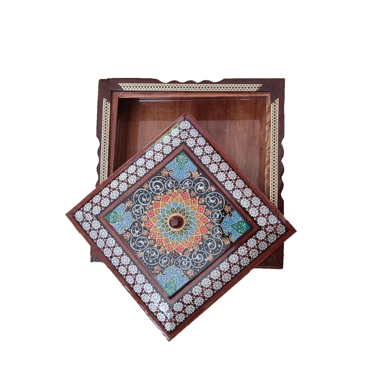 Classic Wooden Khatam Kari Candy Bowl – A Blend of Functionality and Artistry