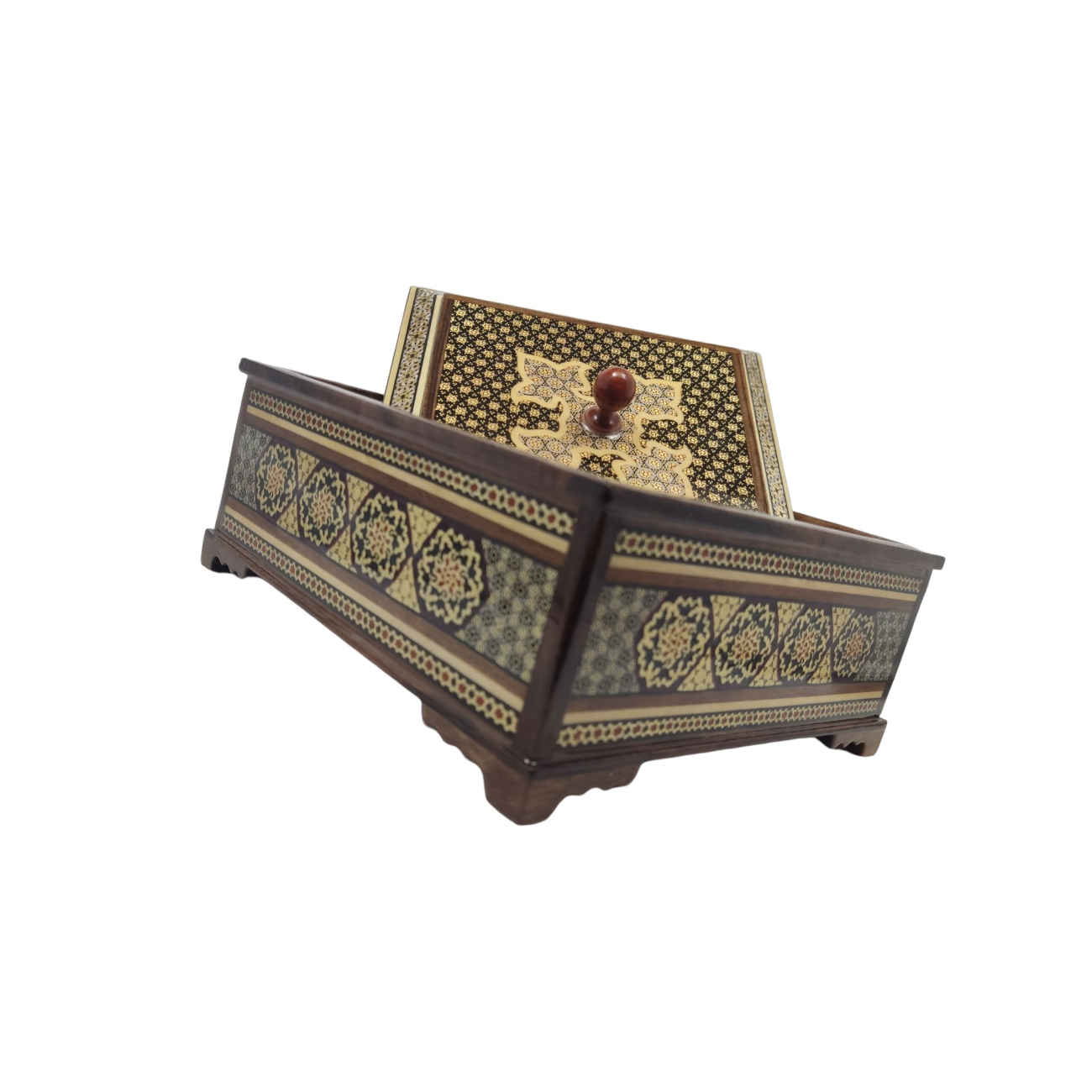 Classic Wooden Khatam Kari Candy Bowl – for Elegance and Charm