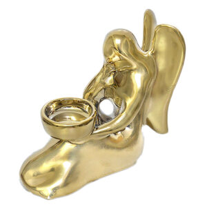 Decorative Ceramic Candle Holder Chic with Angle Design in Golden