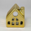 Decorative Ceramic Candle Holder with Cottage Design in Gold