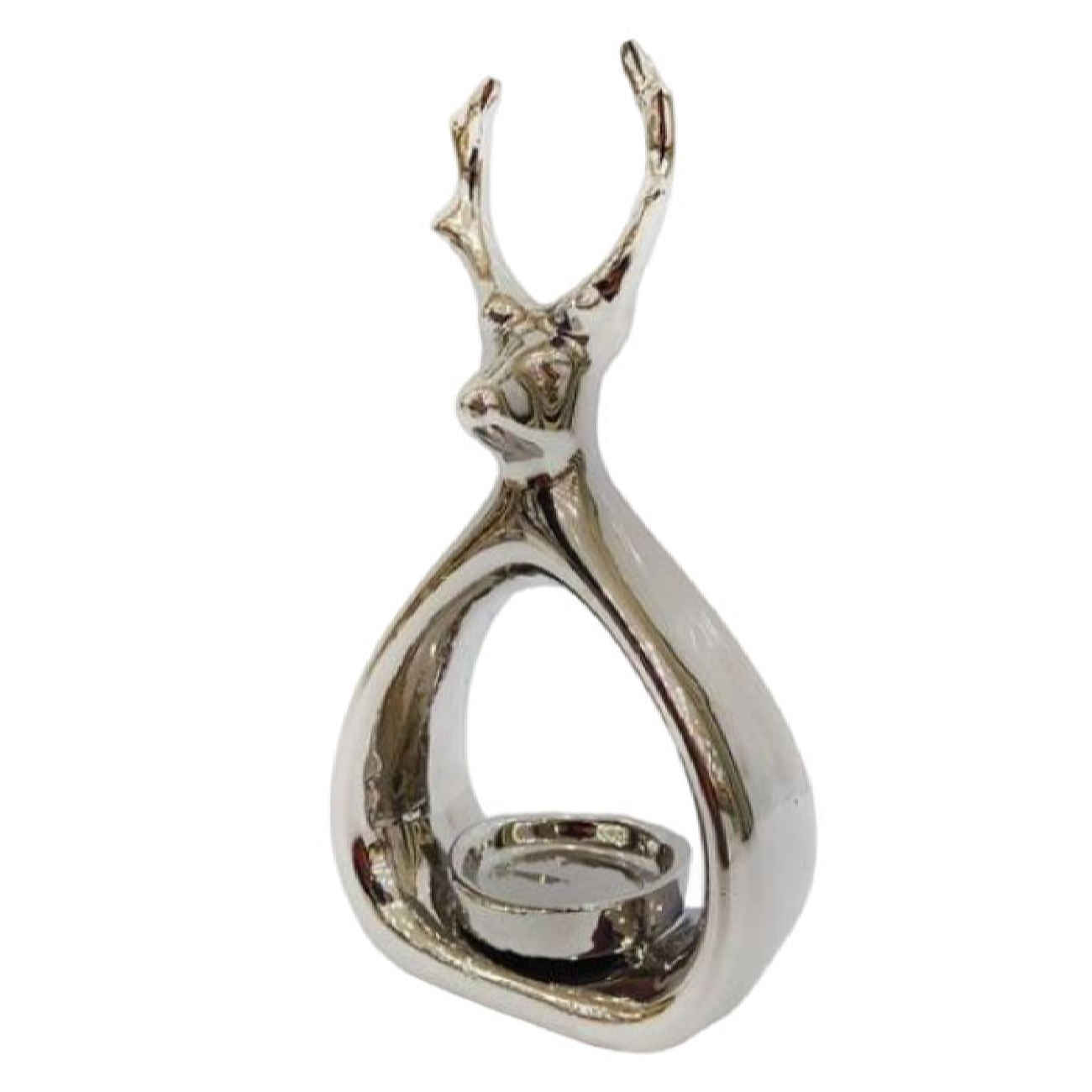 Decorative Ceramic Candle Holder with Deer Design in Gold