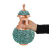 Decorative Copper Bottle Persian Artisan-Crafted Prominent Turquoise Inlay Design
