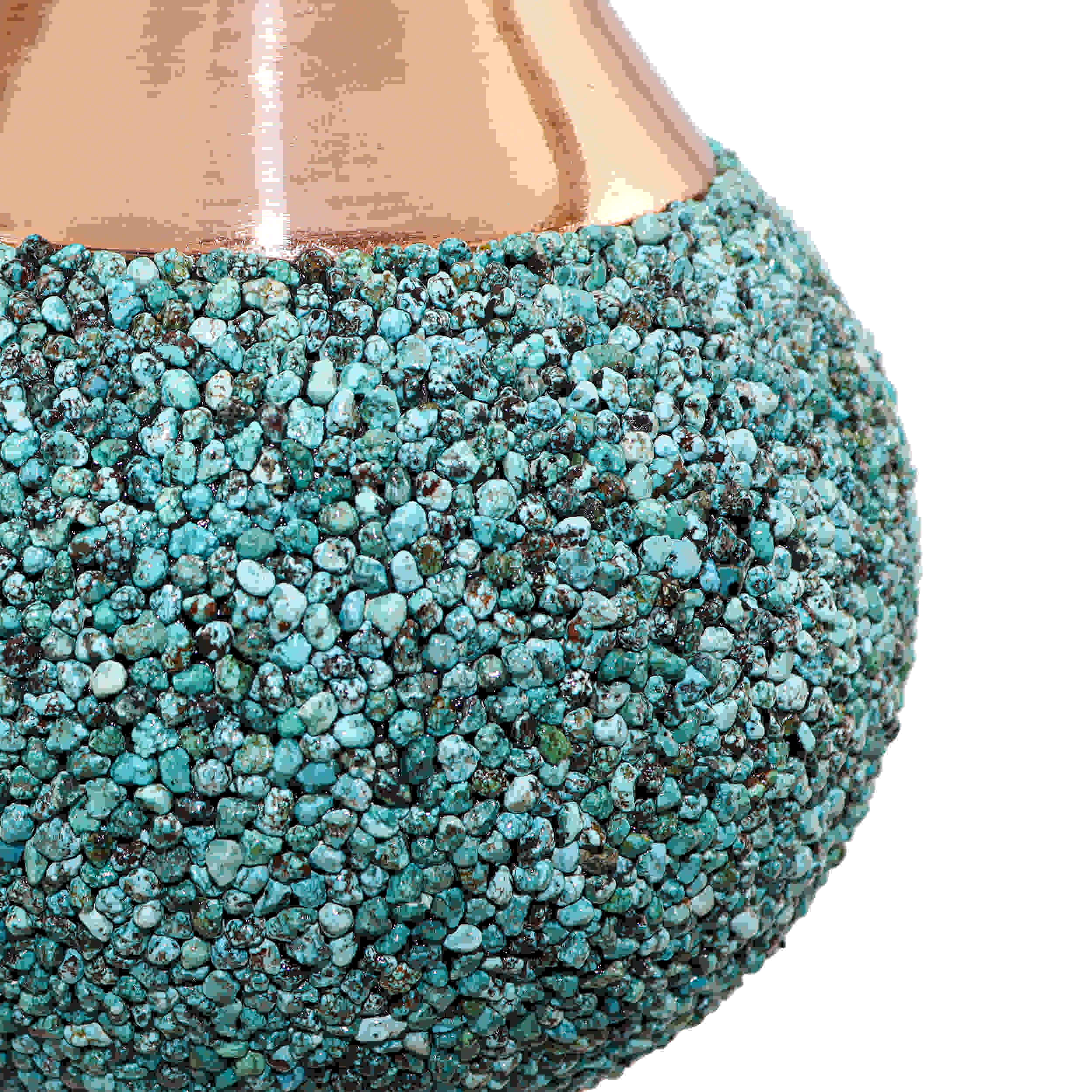 Decorative Copper Bottle Persian Artisan-Crafted Prominent Turquoise Inlay Design