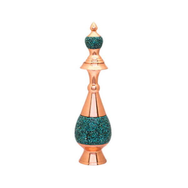 Decorative Copper Bottle Persian Artisan-Crafted with Turquoise Inlay Design