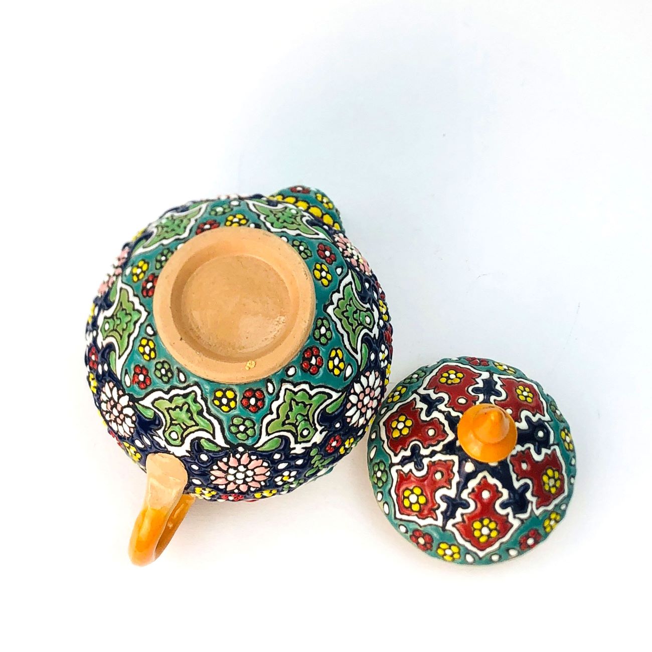 Decorative Pottery Teapot with Paisley Minakari Enameling Design Model Shabestan