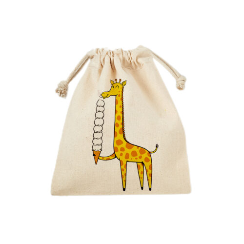 Drawstring Cotton Storage Bag, Eco-Friendly and Reusable with Giraffe Design