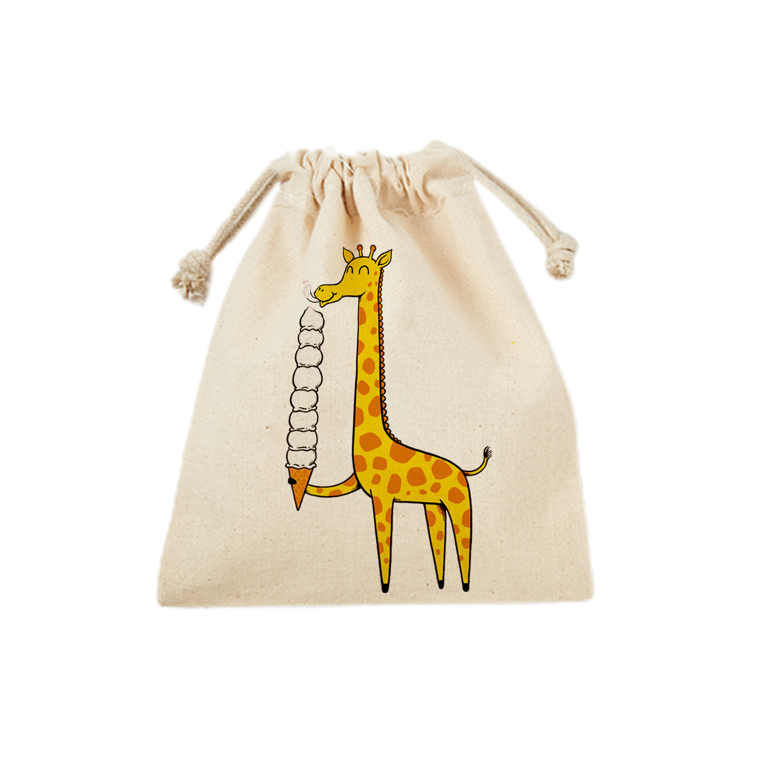Drawstring Cotton Storage Bag, Eco-Friendly and Reusable with Giraffe Design