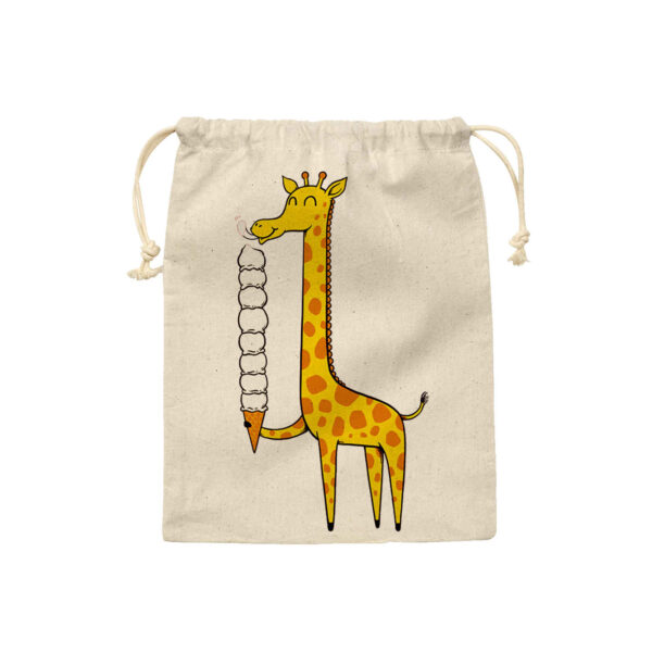 Drawstring Cotton Storage Bag, Eco-Friendly and Reusable with Giraffe Design