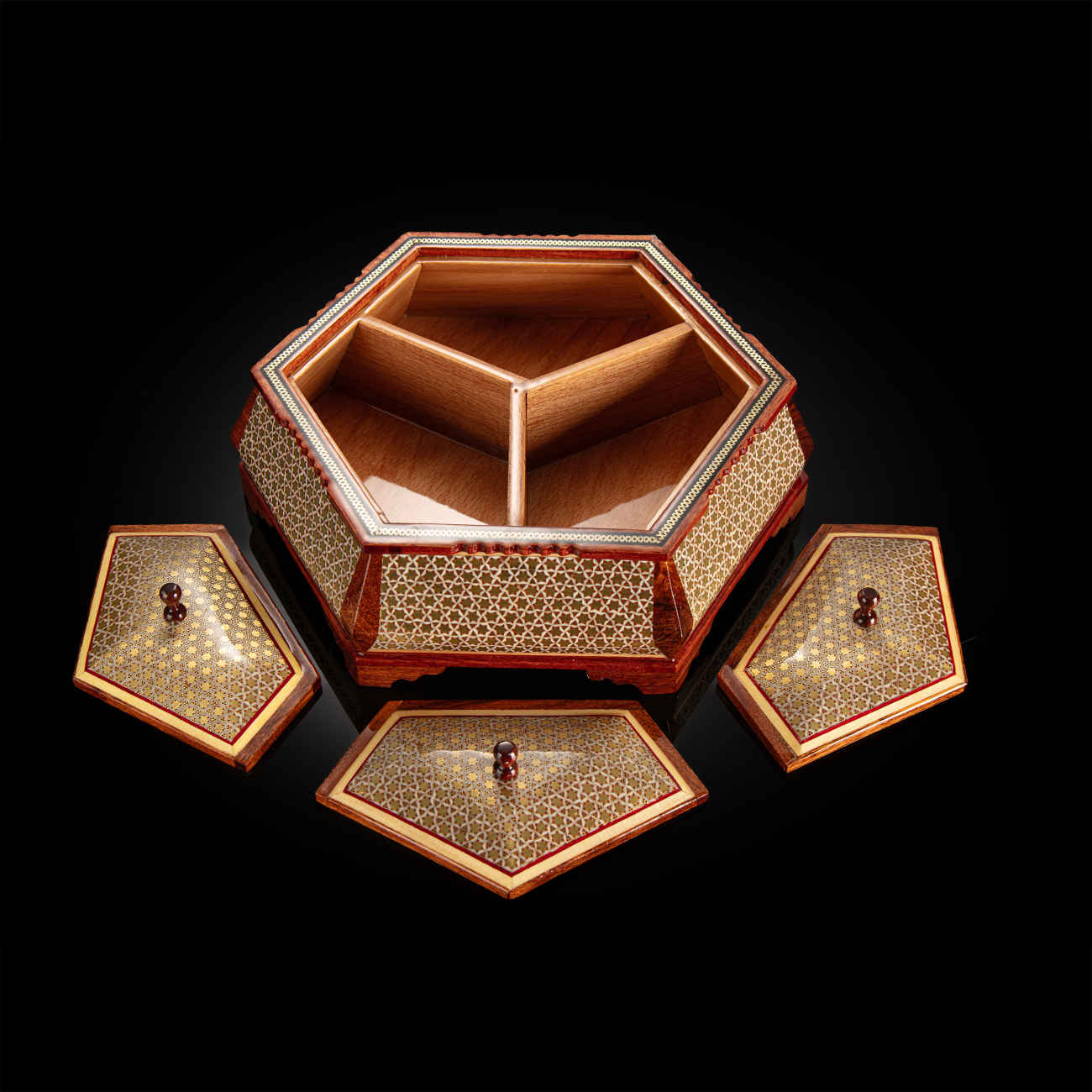 Elegant Wooden Khatam Kari Candy Bowl – Perfect for Treats, Gifts and Home Display