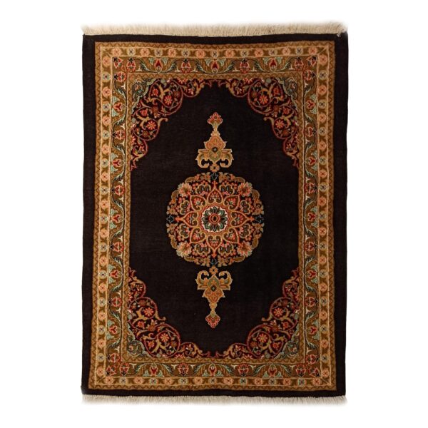 Genuine Persian Carpet with Wool Hand-Knotted in Khorasan Lachak Toranj Black